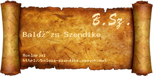 Balázs Szendike névjegykártya